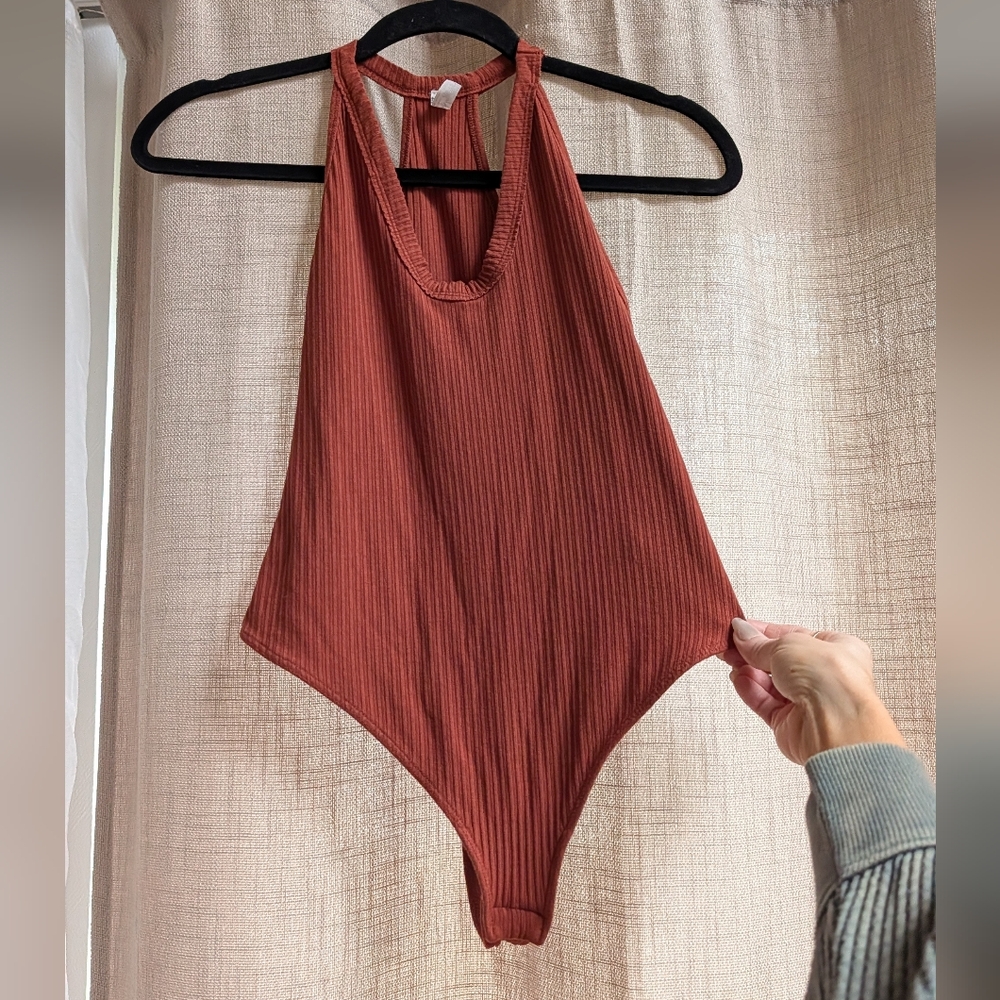 Free People Rust Ribbed Bodysuit - Picture 3 of 8